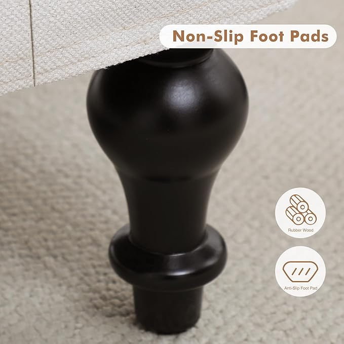 Accent Chair Set of 2, Mid Century Modern Fabric Wingback Chair, Upholstered Armchair with High Back and Vintage Legs, Comfy Single Sofa Side Reading Chair for Living Room Bedroom, Beige