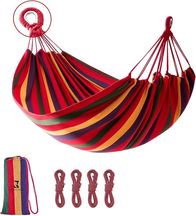 Rainbow Hammock Cotton Hammocks Comfortable Fabric Hammock with Tree Straps for Travel Patio Garden, Hanging Sturdy Hammocks Up to 660lbs Indoor/Outdoor Portable Hamacas with Travel Bag（Rainbow） by Unknown