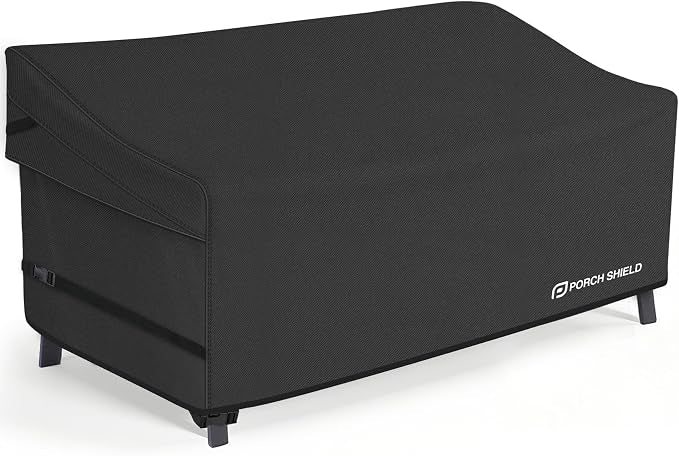 Porch Shield Waterproof Outdoor Furniture Sofa Cover – Patio 3-Seater Couch Cover 77W x 35D x 35H inch, Black by PorchShield