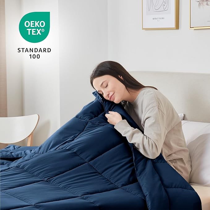Nestl Quilted Down Alternative Comforter, Full Duvet Insert, All Season Navy, Full Size Comforter with Corner Tabs