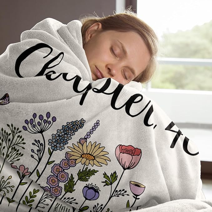 Afterprints 40th Birthday Gifts Women, Chapter 40 Blanket Gift for Her, 40 Year Old Birthday Gifts for Women, Friend, Sister, Mom, 1986 Bday Gift, Turning 40 Throw Blankets 50'' x 60''