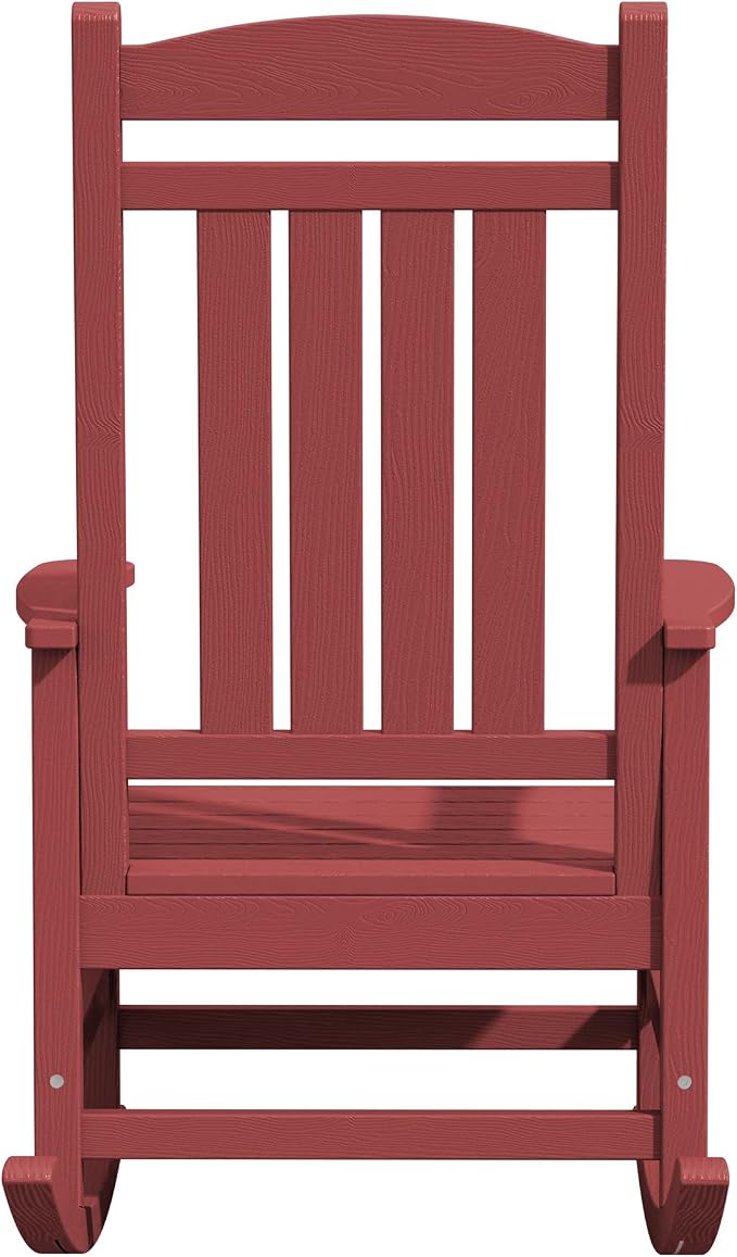 KINGYES Oversized Outdoor Rocking Chair Set of 2, HDPE Patio Rocking Chairs with 330lbs Support for Adults, Dark Red - Image 11