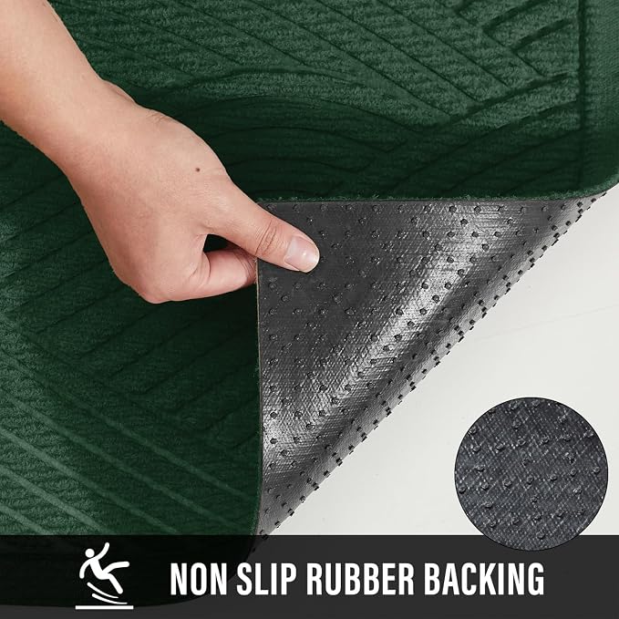 HIYARD Sturdy Front Door Mat, Absorbent Muddy Dirt Resist Welcome Door Mats Outdoor Indoor, Stain and Fade Resistant, Non-Slip Backing Entry Mat Low Profile Doormat for Entryway, 29??17, Green - Image 3