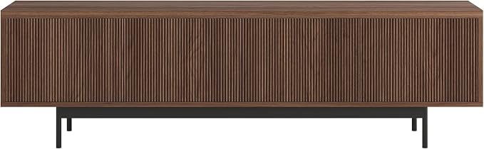 Henn&Hart Fluted TV Stand for TVs up to 75" with 2 Open-Concept Ribbed Storage Cabinets for Living Room, Family Room, or Office, Medium Walnut - Image 4