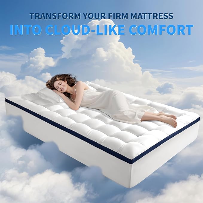 4 Inch Dual Layer Memory Foam Mattress Topper Full Size - 2 Inch 1000GSM Soft Pillow Top Mattress Pad & 2 Inch 5-Zone Egg Crate Cooling Gel Memory Foam for Back Pain (Full,54"x75")