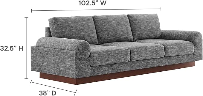 Modway EEI-6401-GRY Oasis Upholstered Fabric Sofa, Gray