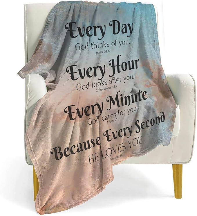 QETXVI Bible Verse Blanket with Inspirational Thoughts and Prayers- Religious Throw Blanket Soft Lightweight Cozy Plush Warm Blankets for Women Men Gift 60"X 80"
