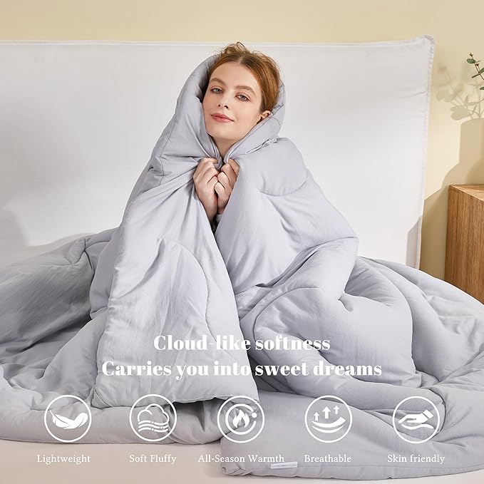 Queen Size Comforters Duvet Insert,Soft Down Alternative with Corner Tabs,Quilted Comforters for All Seasons,Machine Washable, Queen 88 x 88 Inches