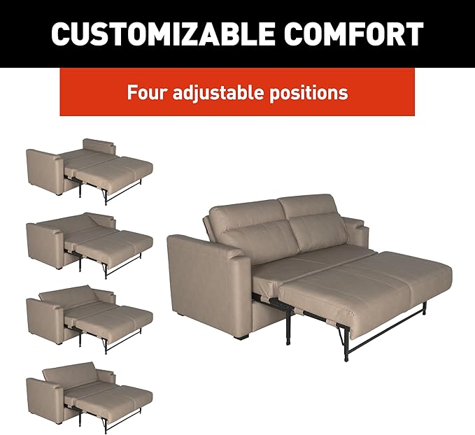 Thomas Payne Signature Heritage Series 62" Driftwood RV Clickback Sleeper Sofa with Automatic, Adjustable Fold-Out Legs, Four Reclining Positions, Easy Transition - 2024044222
