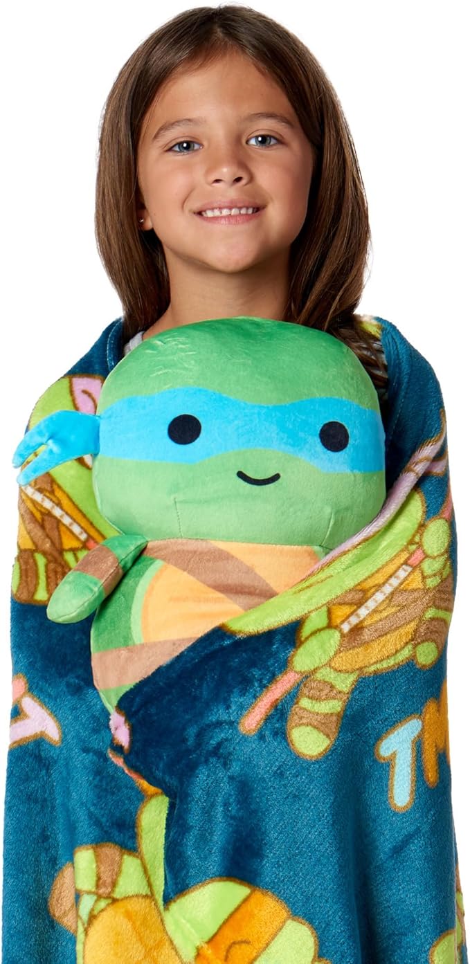 Northwest Nickelodeon Teenage Mutant Ninja Turtles, Cute Leo, Silk Touch Throw and Hugger Set, 50 x 60 Inches