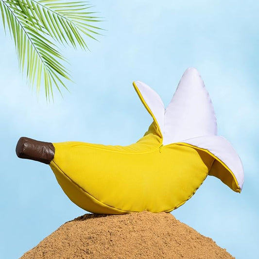 Phantoscope Fruit Outdoor Shaped Pillow Series Banana Shaped Waterproof Outdoor Throw Pillow with Leather Decorative, Cushions for Fun Home Decor for Patio, Pool, Yellow, 20.5 x 6.5 inches