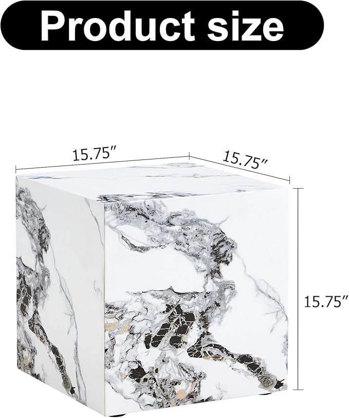 Cube End Table Wood Grain,Modern Side Table for Living Room,Contemporary Nightstand Table Sofa Table for Home,No Assembly