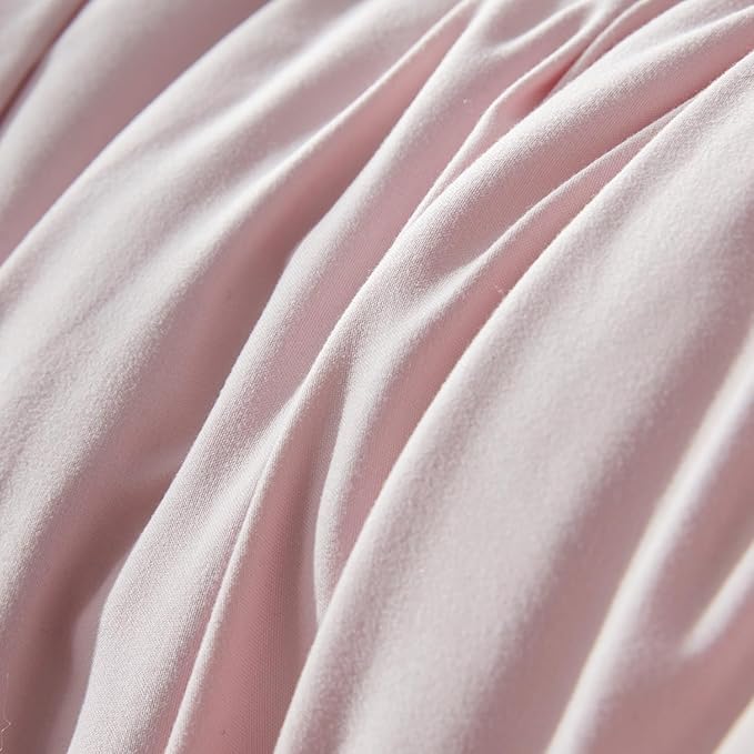 BedTreat Down Alternative Comforter Twin Duvet Insert with Corner Tabs, All Season Quilted Bed Comforter Box-Stitched Twin Comforter Light Pink，Machine Washable Microfiber Bedding