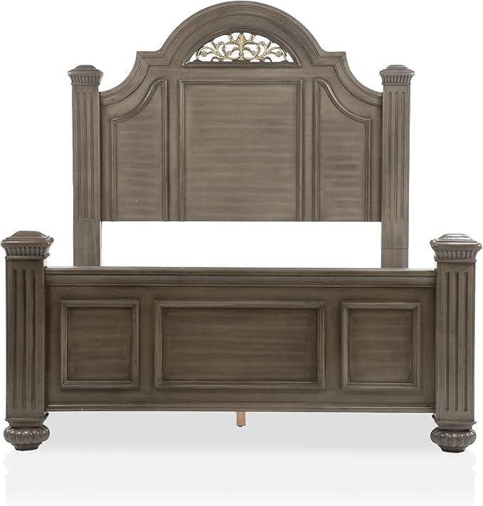 Furniture of America Malierd Traditional Wood 3-Piece Bedroom Set, Panel California King-Size Bed and 3-Drawer Nightstand for Bedroom, Gray
