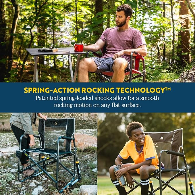 GCI Outdoor Freestyle Rocker Camping Chair | Portable Folding Rocking Chair with Solid, Durable Armrests, Drink Holder & Comfortable Backrest — Grey - Image 5