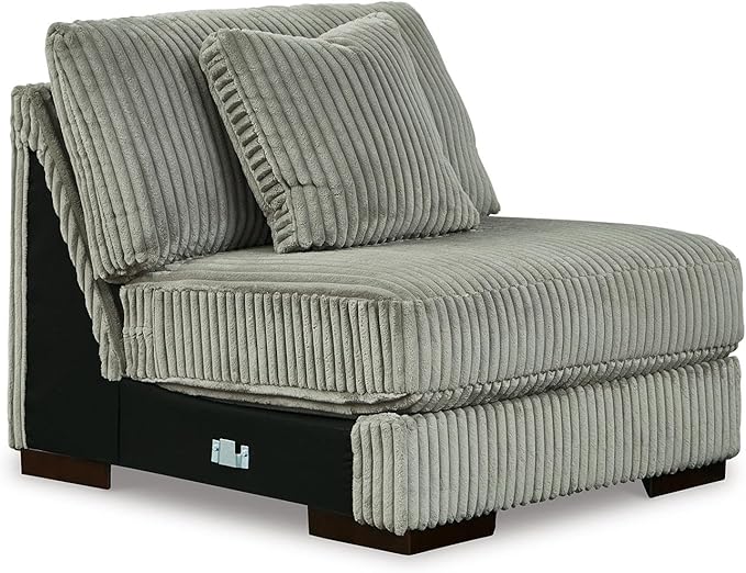 Signature Design by Ashley Lindyn Casual Anti Sag 3-Piece Sectional with Double Chaise, Reversible Cushions and 5 Accent Pillows, Gray