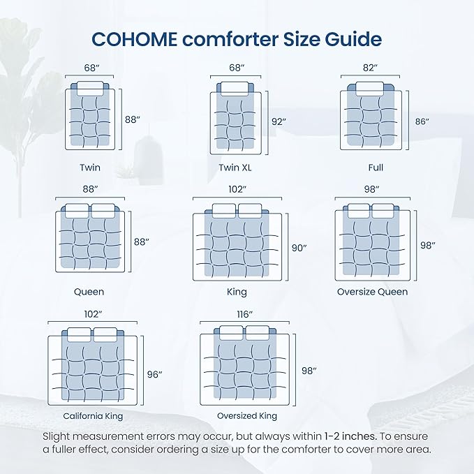COHOME Quilted King Size Comforter - All-Season Down Alternative Duvet Insert - Luxury Hotel Warm Comforter with Anti-Clump Tech & 8 Tabs - Reversible - Breathable - Light Grey(90"x102")