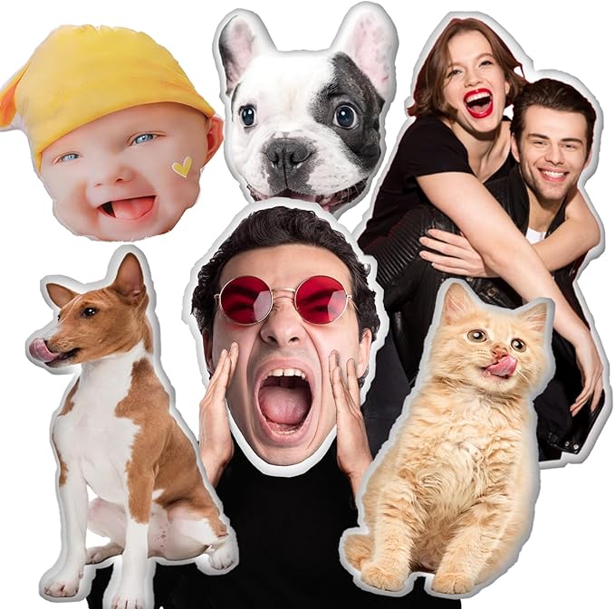 Custom Funny Pillow for Men, Personalized Pet Face Pillow, Customized White Elephant Gifts for Boyfriend Girlfriend, Funny Gag Gifts with Picture for Women