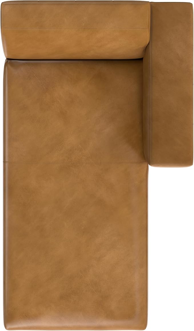SIMPLIHOME Rex Right Chaise Sofa Module in Full-Grain Genuine Leather, Sienna, 44-inches W x 69.5-inches D, Handcrafted Modern-Style Right-Arm Chaise Lounge Chair for Living Room and Family Room