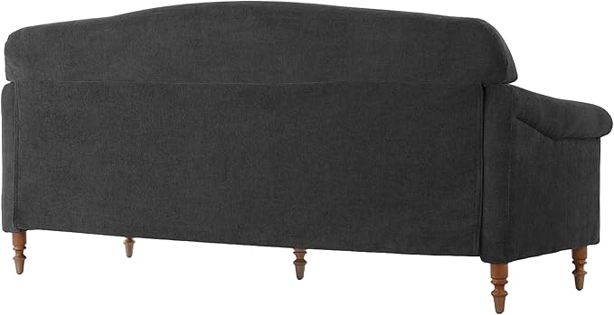 Christopher Knight Home Sola 77.5'' Modern Chenille Upholstered Loveseat Sofa with Rolled Armrest and Rubberwood Frame, 2-Seater Home Sofa Living Room, Comfy Couch for Hotel/Apartment, Dark Grey