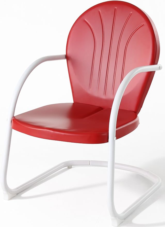 Crosley Furniture Griffith Outdoor Chair, Retro Metal Patio Chairs for Dining, Porch, Deck, Balcony, Red - Image 5