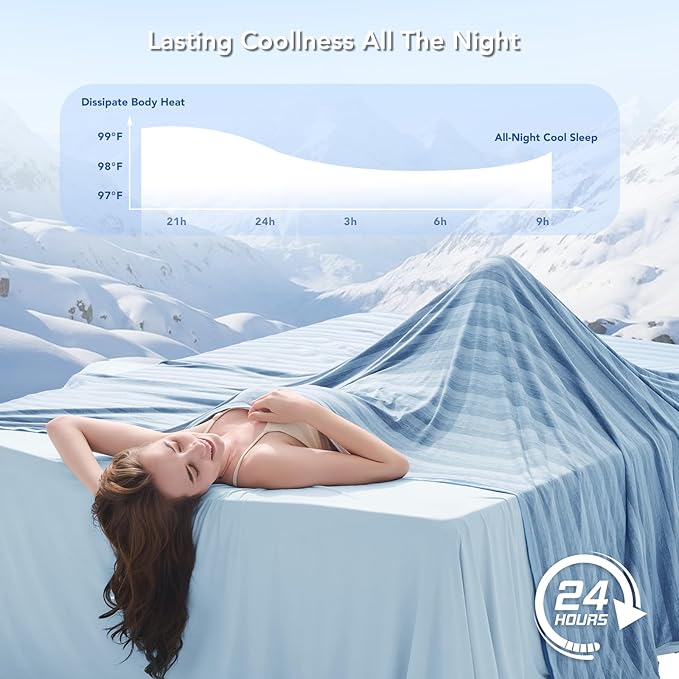 GOHERO Cooling Blanket for Couples- 60"x90" Summer Cooling Throw Blanket for Hot Sleepers Arc-Chill Q-Max >0.45 Cool Fiber, Keeps Cool for Night Sweats, Soft Lightweight Sofa Blankets for Kid Adults