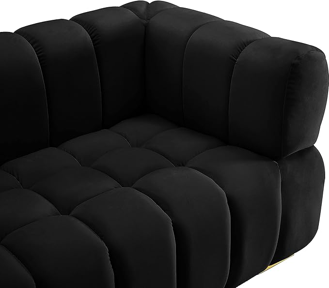Meridian Furniture 670Black-L Gwen Collection Modern | Contemporary Velvet Upholstered Loveseat with Deep Biscuit Tufting