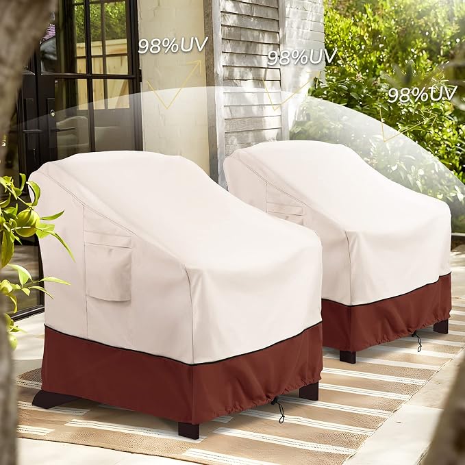 COSFLY Patio Furniture Covers 2 Pack, 600D Waterproof Outdoor Chair Covers for Deep Chairs, All-Weather UV Resistant Protection with Adjustable Straps & Air Vents, Fits up to 32" W x 37" D x 36" H - Image 4