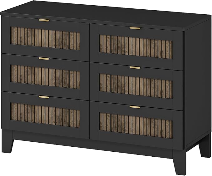 SOFTSEA Farmhouse 4 Piece Queen Size Bedroom Set with Dresser Night Stand, 2 Nightstands and Dresser, 4 Piece Bedroom Furniture Set, Black