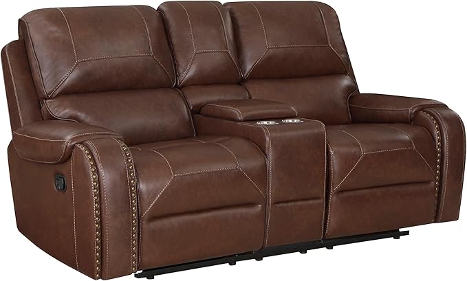 Lexicon Monet 3-Piece Manual Reclining Living Room Sofa Set, Brown