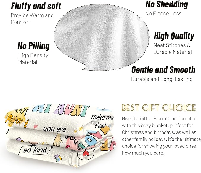 Aunt Gifts, Aunt Blanket, Aunts Birthday Gifts, Gift for Aunts from Niece Nephew, Best Auntie Ever Present Ideas for Christmas Mothers Day, to My Auntie Throw Blanket 60”x50”