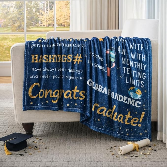 Graduation Gifts Blanket Class of 2026 ?€? Fun Facts Throw Blanket 50x60 Inch, Funny Inspirational Graduation Gift for Him Her, Cozy Plush Blanket for College High School Graduate