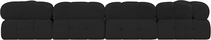 Meridian Furniture 611Black-S136A Ames Collection Modern | Contemporary Modular Sofa with Rich Black Boucle Fabric, Modular to Create Infinite Configurations, 136" W x 34" D x 28" H, Black