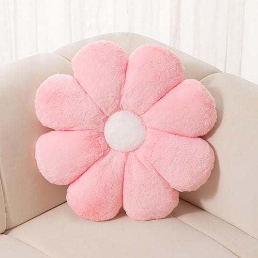FIONOUT Pink Flower Pillow, 25.5In Flower Shaped Pillow Decorative Throw Pillows, Cute Pink Daisy Pillow,Floor Pillows for Sitting, Room Decor & Plush Pillow for Bedroom Couch Chair (65CM Pink)