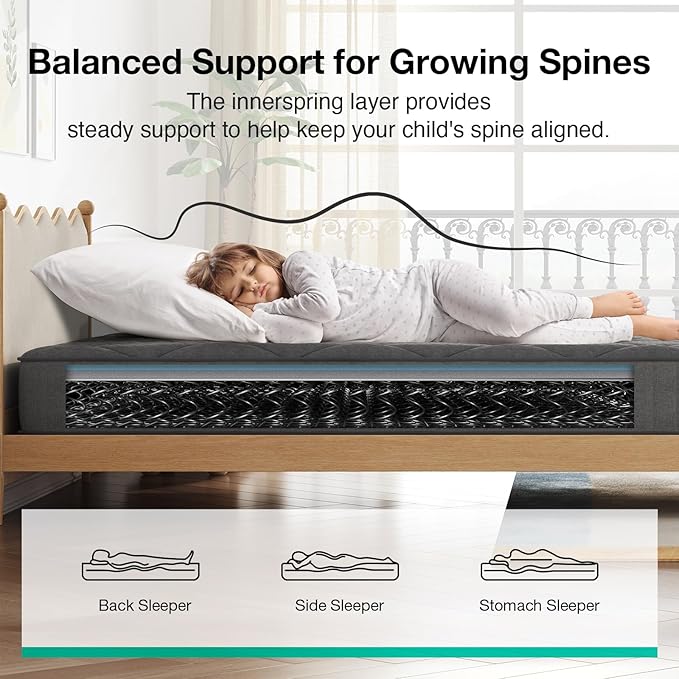 Novilla Twin XL Mattress 6 Inch for Kids,XL Twin Size Hybrid Mattress with Bonnell Coil & Gel Memory Foam for Cooling Comfort & Pressure Relief CertiPUR-US Certified Mattresses in a Box