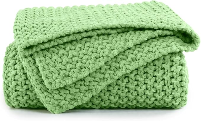 BEDELITE Chunky Cable Knit Throw Blanket, Acrylic Chunky Knitted Blankets, Super Soft Cozy Woven Green Twin Blanket for Sofa Couch Bed Room Home Decor, Gift for Women, 60"x80"