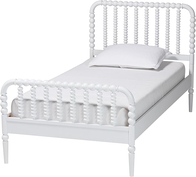 Baxton Studio Lucera Bobbin Wood Bedroom Set, 5-Piece, Twin, White