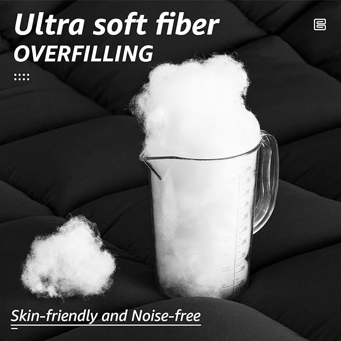 HYLEORY All Season Full Size Bed Comforter - Cooling Down Alternative Quilted Duvet Insert with Corner Tabs - Winter Warm - Machine Washable - Dark Grey
