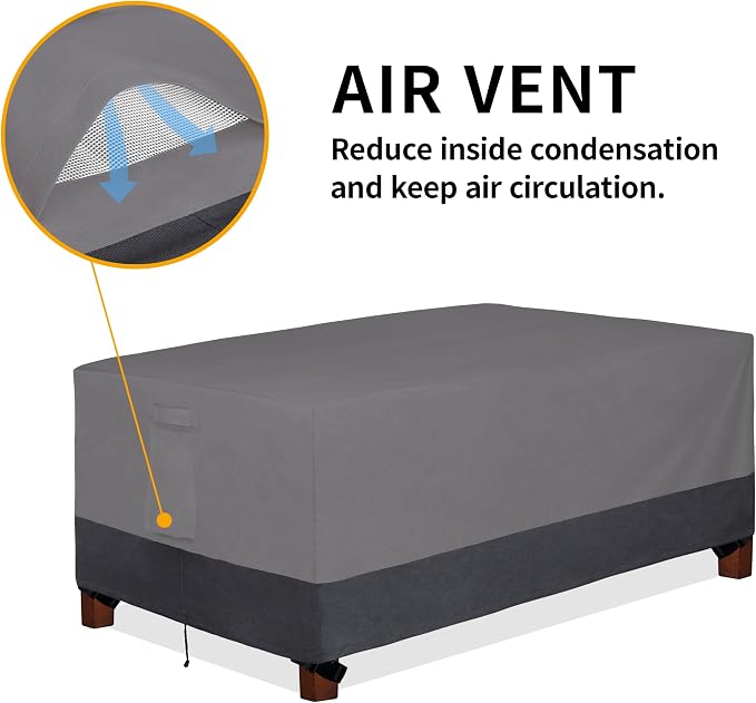 Easy-Going 600D Heavy Duty Rectangular Table Cover UV Resistant and Waterproof Outdoor Lawn Patio Furniture Cover (84" Lx44 Wx23 H, Gray/Dark Gray) - Image 5