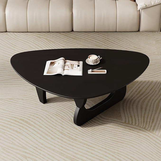 Mid Century Modern Coffee Table - Black Wooden Coffee Table for Living Room,Center Table Suitable for Bedroom Living Room Reception Office Tables (Black, Medium 39.5 * 27 * 16in)