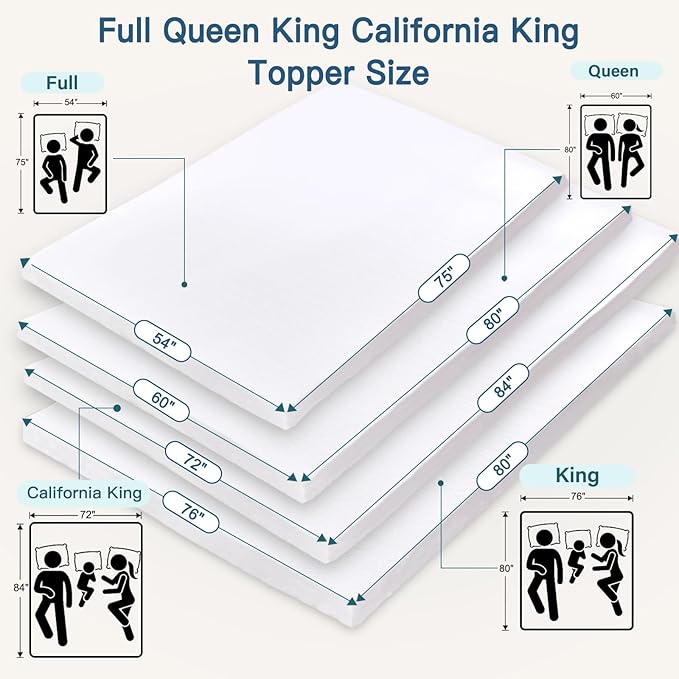 Airensky 4 Inch Memory Foam Mattress Topper, Cooling Gel Infused High Density Cal King (72"x84") Topper with Removable Washable Cover, Bed Topper for Pressure Relief Back Pain, CertiPUR-US Certified