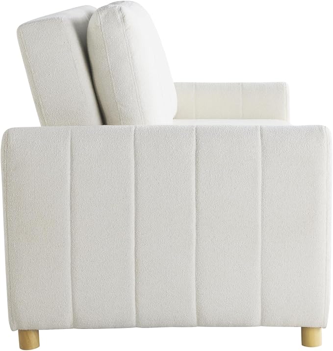 Serta Galway 66.5" Convertible Sleeper Loveseat, Full Size, Dreamcoil Comfort, FingerGuard Pinch Point Protection, Boucle Fabric, Ivory