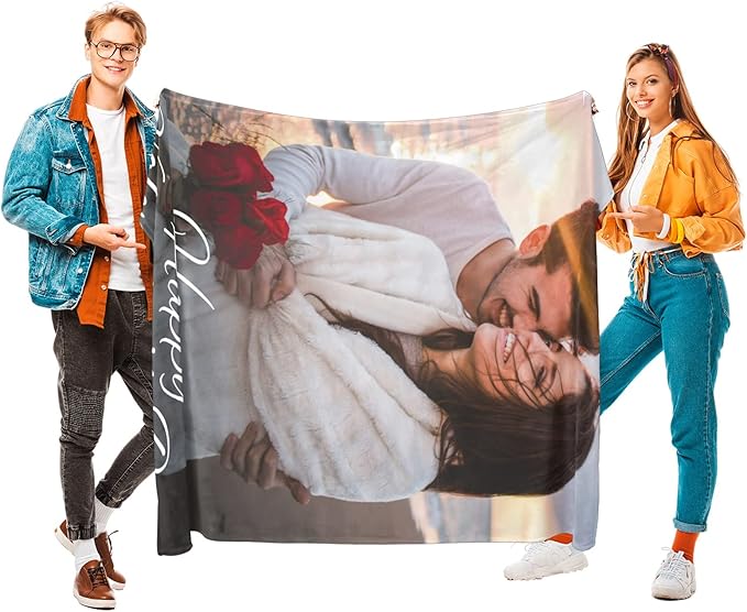 Printwoo Custom Blankets with Photo, Personalized Photo Blanket, Customized Blankets with Picture, Personalized Gifts for Women Men, Mom Gift for Mothers Day