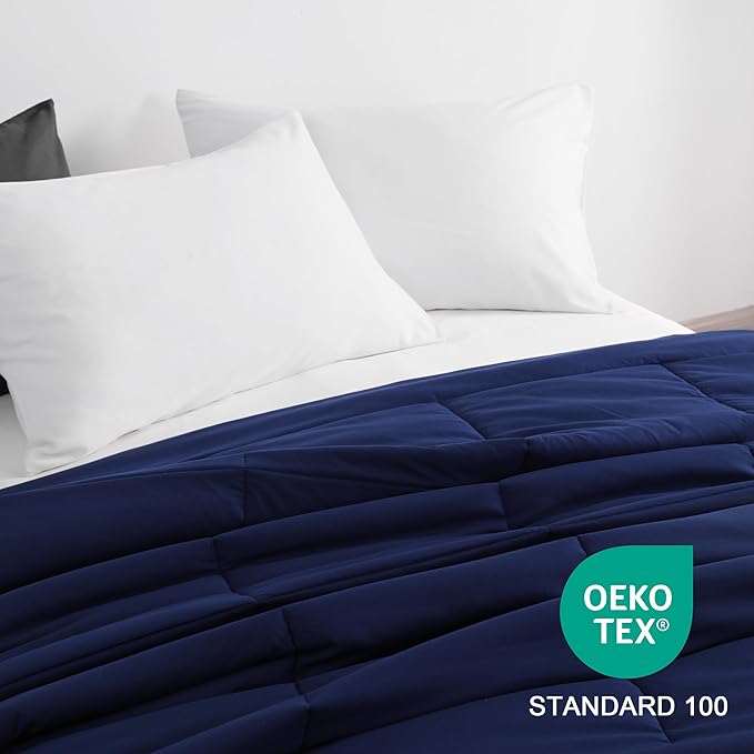 NTBAY King Comforter - Down Alternative Duvet Insert, All Season Bedding Quilted with Corner Tabs, Machine Washable, Soft Comforter Only, Navy Blue