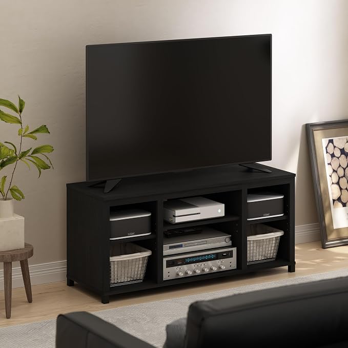 Furinno Classic TV Stand, Entertainment Center, TV Console for TV up to 55 Inch with Shelves, for Living Room, Bedroom, Americano - Image 2