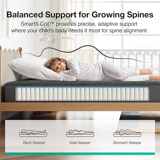 Novilla Twin XL Mattress 8 Inch,Hybrid Mattress Twin XL with Pocketed Coils & Cooling Memory Foam Layer for Targeted Support Zones & Pain Relief Comfort Mattresses in a Box for Kids