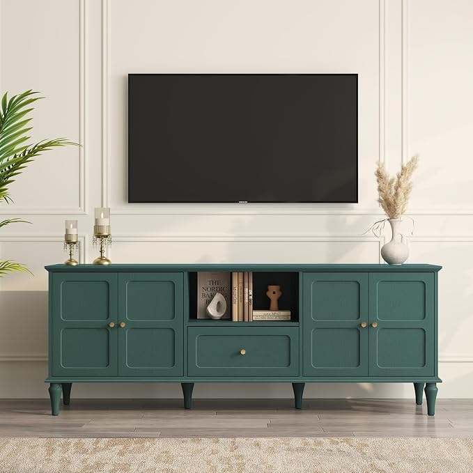 ARTPOWER 67'' Mid-Century Modern TV Stand with Storage Drawer and Doors, Long TV Stand with Adjustable Shelves for 75 Inch TV for Living Room, Bedroom, Green by PowerofArtBetterforLife