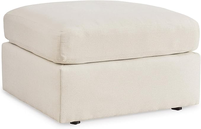 Signature Design by Ashley Modmax Contemporary Stain Resistant Upholstered Oversized Accent Ottoman with Non-Skid Legs, White