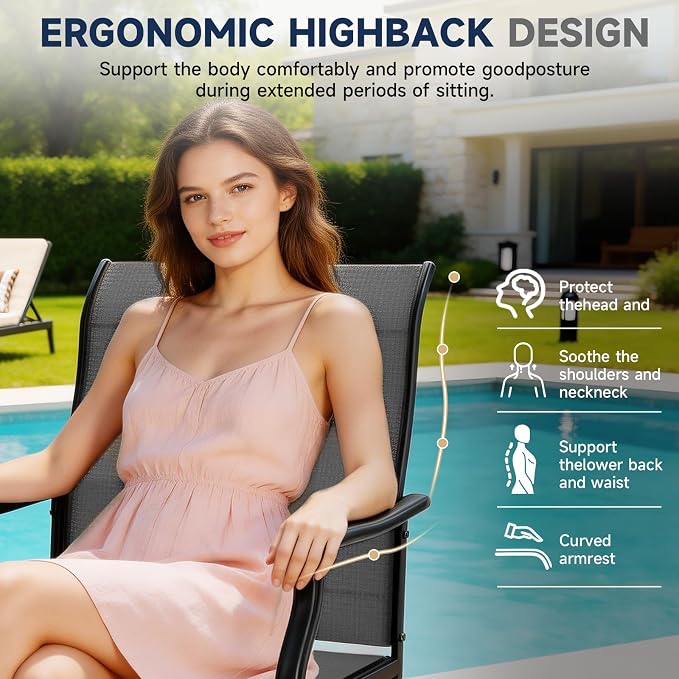 LEVELEVE 2-Piece Swivel Dining Chairs, Outdoor Patio Bistro Chairs for Lawn, Garden, Deck, Backyard & Porch (Matching Series for 5-Piece Set) - Image 6