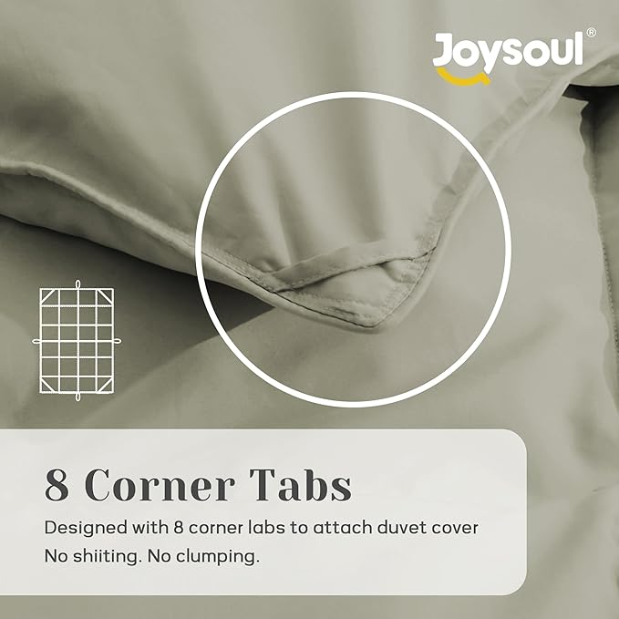 Joysoul California King Size Down Comforter - All Season Ultra Soft Goose Down & Feather Fiber Fill, Luxury Hotel Sage Green Duvet Insert with Corner Tabs (108" X 94")